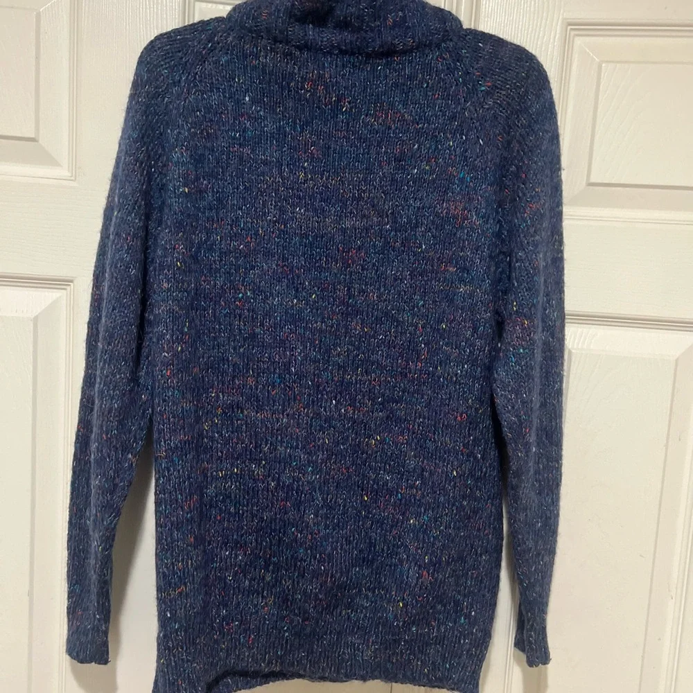 VNTG  Women's Small Blue Multi Color Knit Cardigan Sweater Scandi Grama‎ Preppy